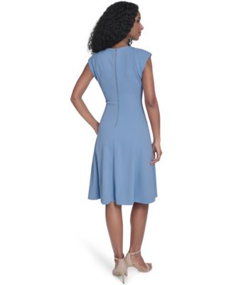 Women's Crepe V-Neck Midi Dress