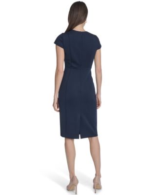 Women's Side Ruched V-Neck Midi Dress