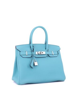 Birkin 30 Handbag Blue Togo with Palladium Hardware