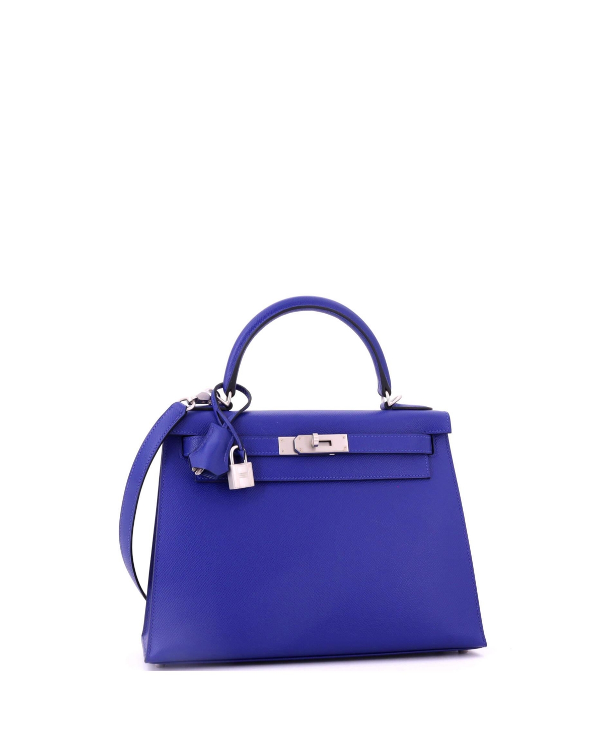 Pre-Owned HERMES Kelly 28 Handbag Blue Epsom with Brushed Palladium Hardware