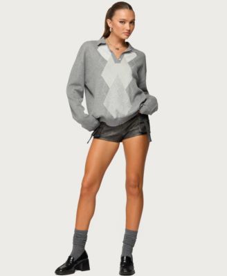 Women's Kati Argyle Oversized Polo Sweater