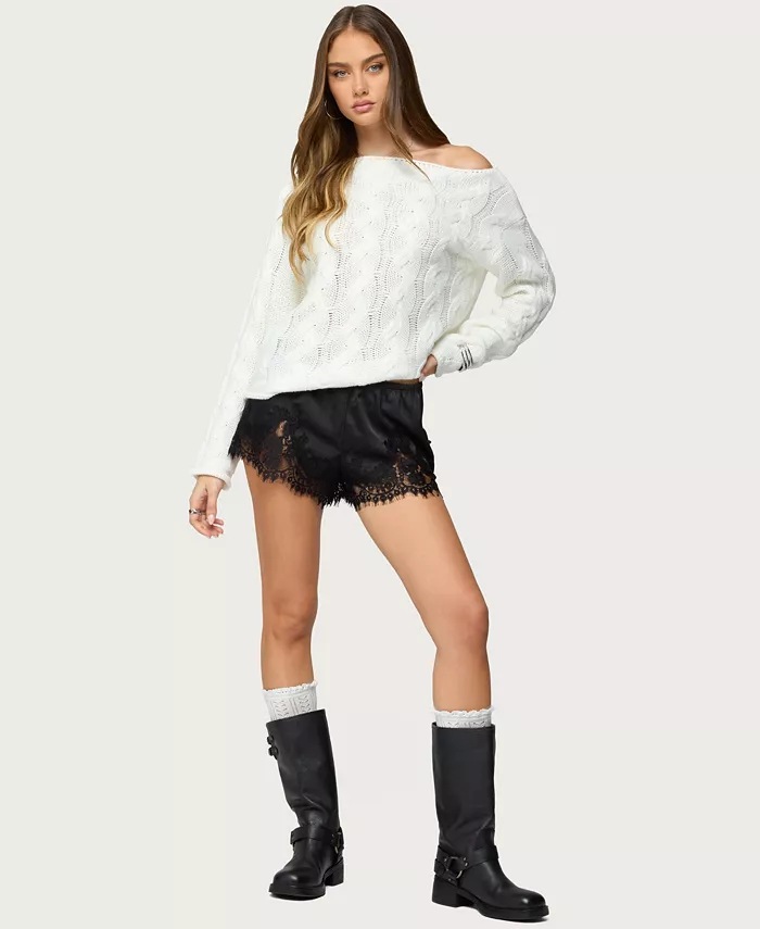 Women's Nellie Off Shoulder Cable Knit Sweater - thumbnail 8