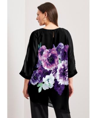 Women's Plus Size Printed Asymmetric Blouse