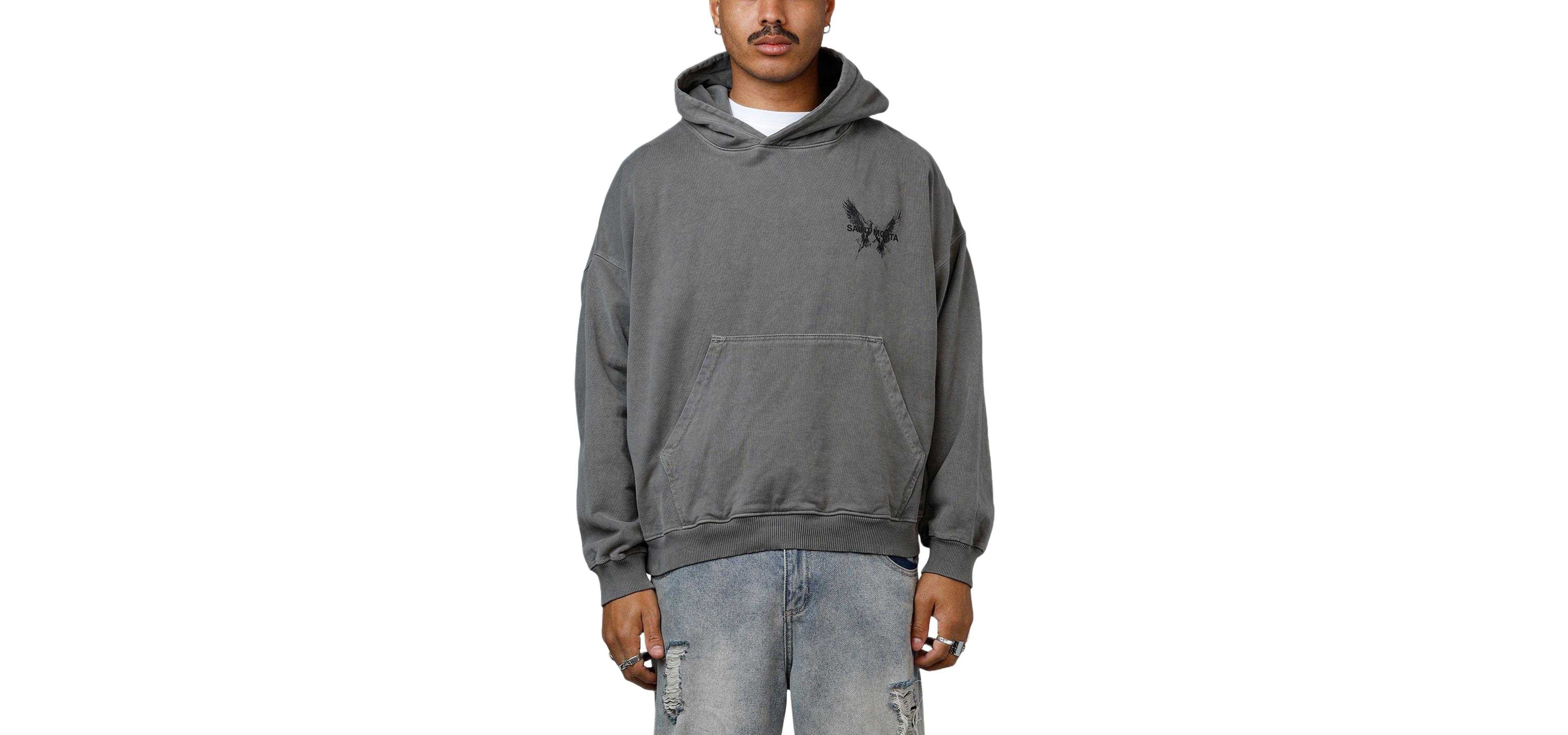 Saint Morta Men's Black Doves Premium Hoodie Washed Charcoal