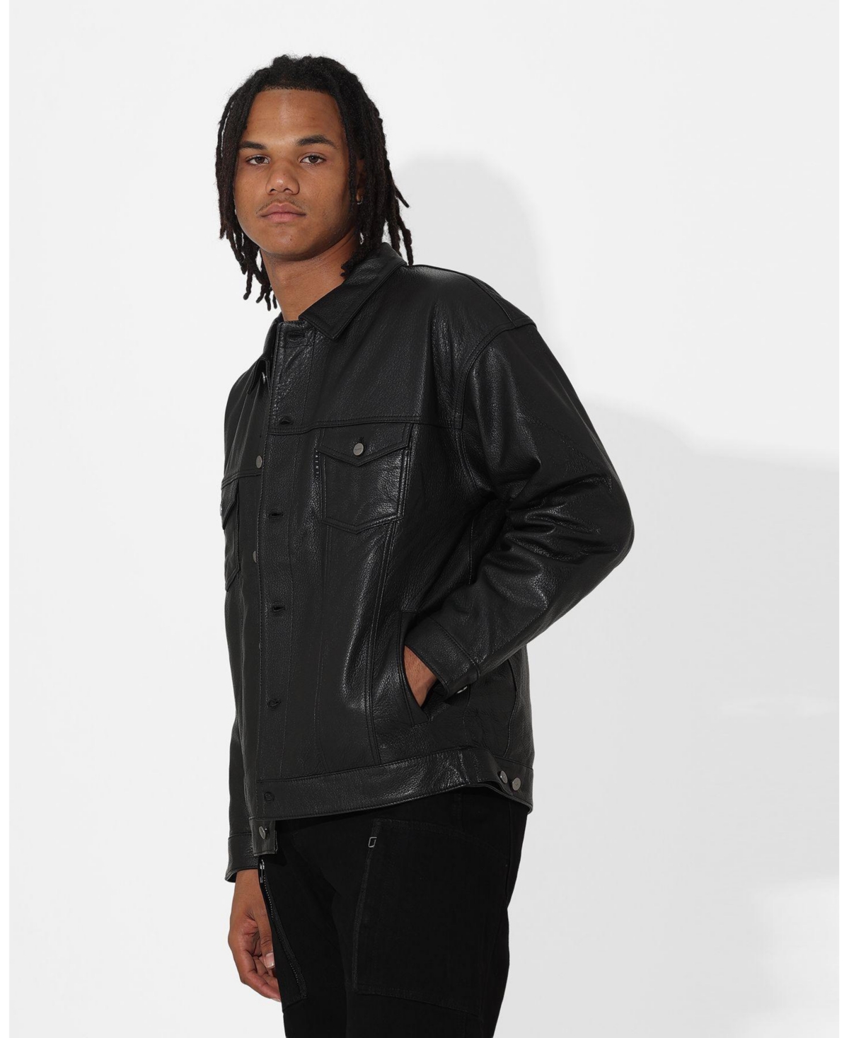 Saint Morta Men's Oversized Leather Trucker Jkt