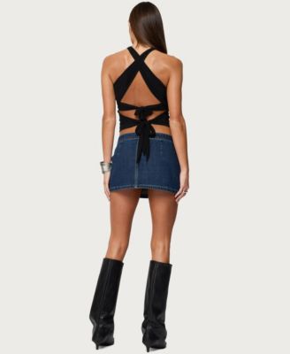 Women's Maggi Knotted Backless Mesh Top
