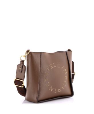 Mini Logo Crossbody Bag Perforated Faux Leather
