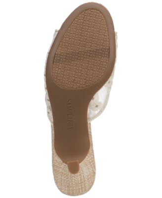 Women's Ollie Floral Mesh Kitten Heel Dress Sandals