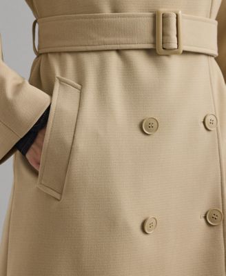 Women's Double Breasted Belted Crepe Trench Coat