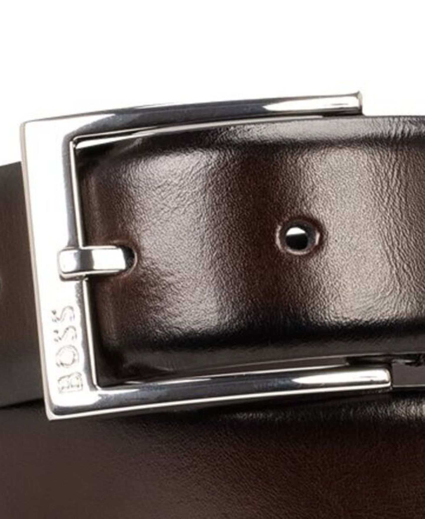 Мужской ремень Hugo Boss Engraved Logo Leather Business Belt, цвет: Коричневый — фото 3