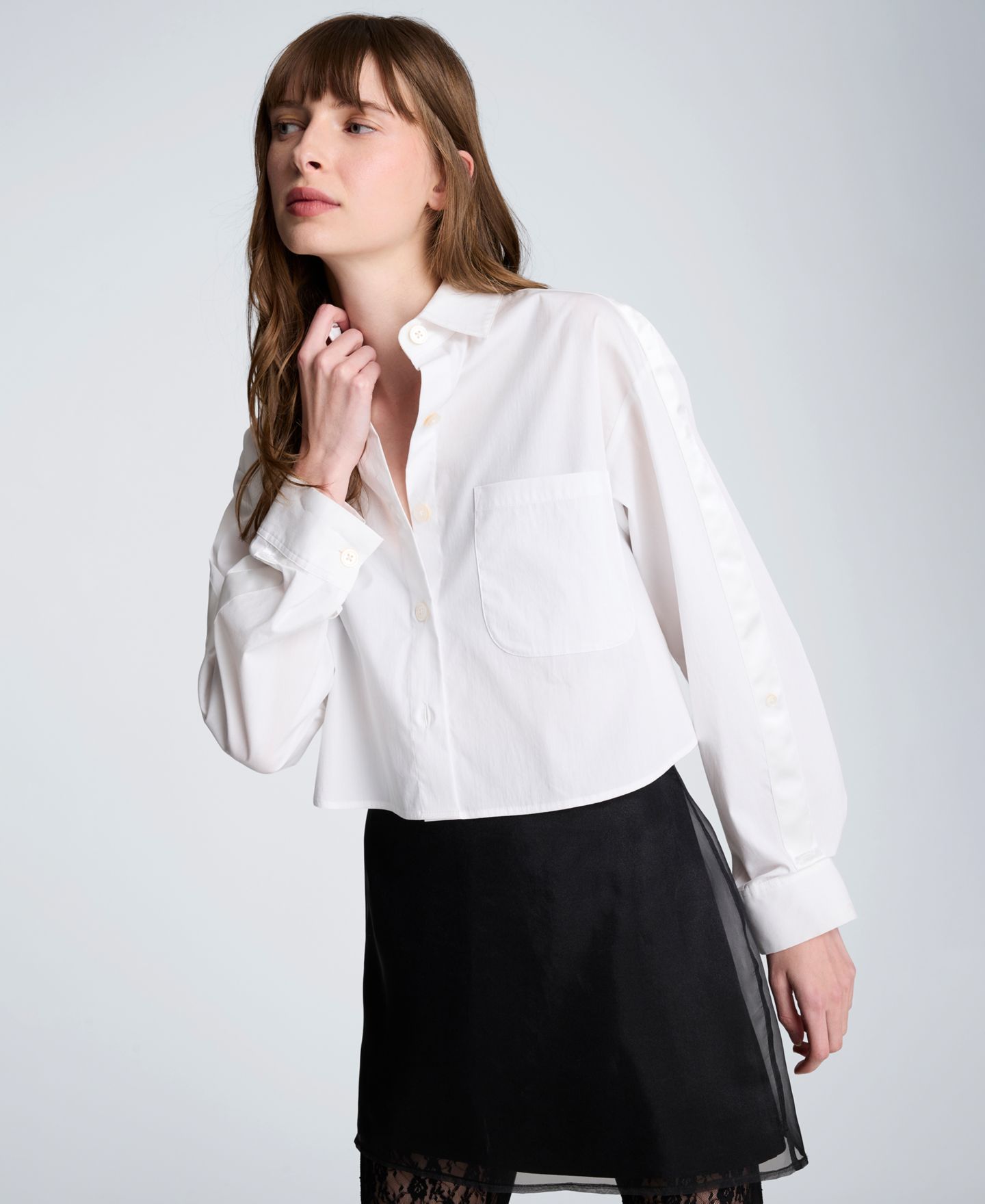 Женский топ Kenneth Cole Poplin Button-Front, цвет: Чистый белый — фото 2