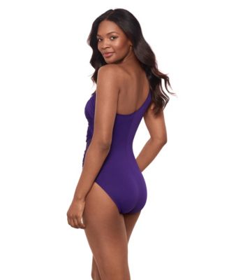 Women's Network Jena One-Shoulder Allover-Slimming One-Piece Swimsuit