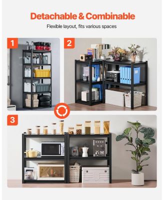 5-Tier Storage Shelves, 2000-Lb Capacity, 18"D x 32"W x 72"H, Adjustable Metal Utility Rack