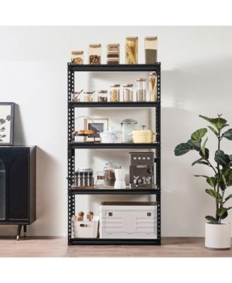 5-Tier Storage Shelves, 2000-Lb Capacity, 16"D x 32"W x 62.8"H, Adjustable Metal Utility Rack, Black