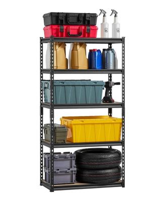 5-Tier Storage Shelves, 2000-Lb Capacity, 16"D x 32"W x 62.8"H, Adjustable Metal Utility Rack, Black