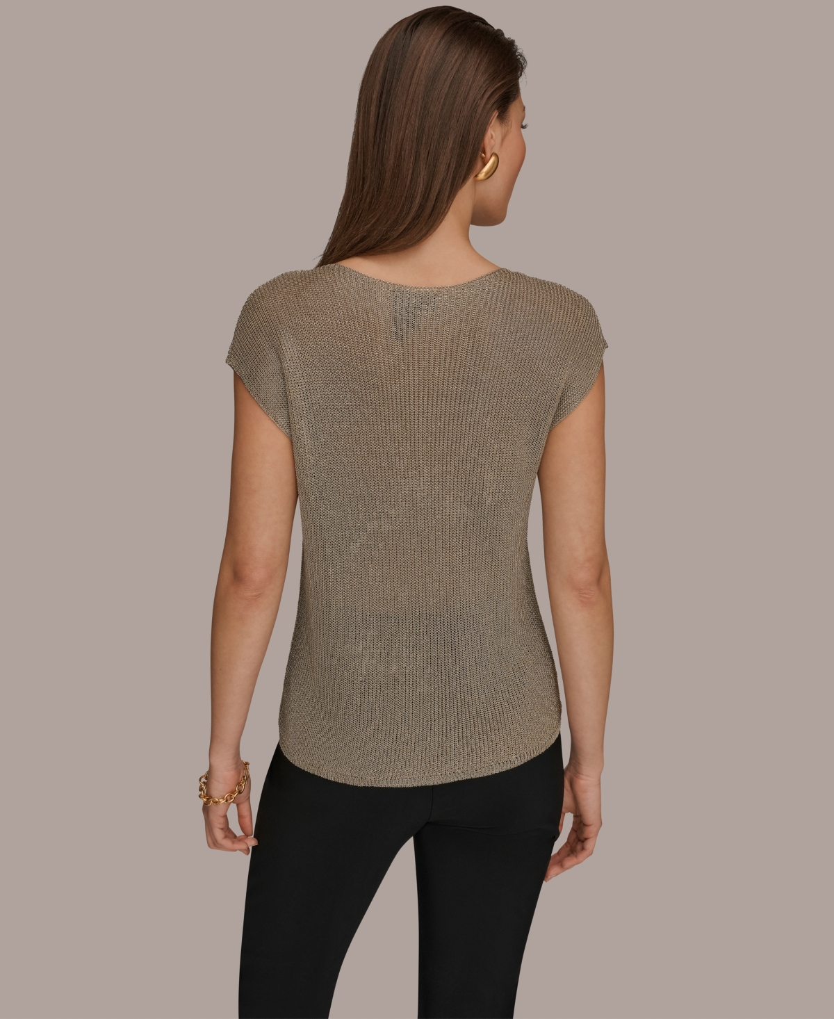 Donna Karan New York Women's Sleeveless Metallic Crewneck Sweater