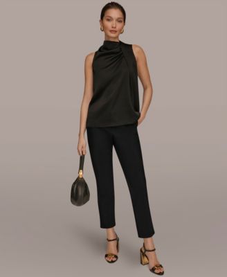 Women's Sleeveless Twist-Front Drape Blouse