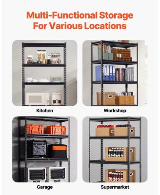 5-Tier Storage Shelves, 2000-Lb Capacity, 16"D x 36"W x 72"H, Adjustable Heavy-Duty Utility Rack, Black