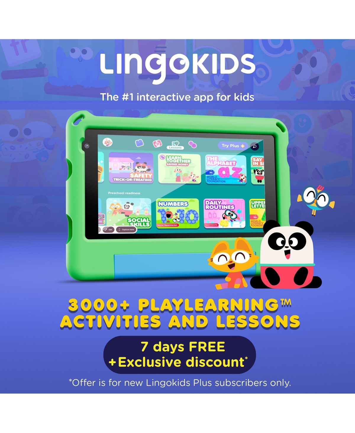 Contixo 7" A7 Educational Kids Tablet with Epic! and Lingokids 32GB Parental Controls & Kid-Proof Case