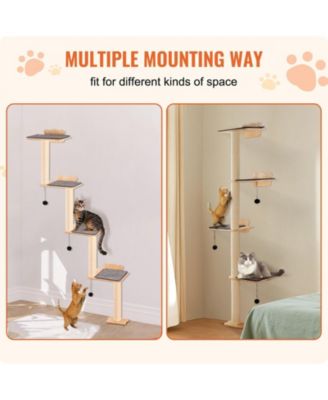 4-Piece Wall-Mounted Pine Wood Cat Shelf Set, Holds up to 40 lbs