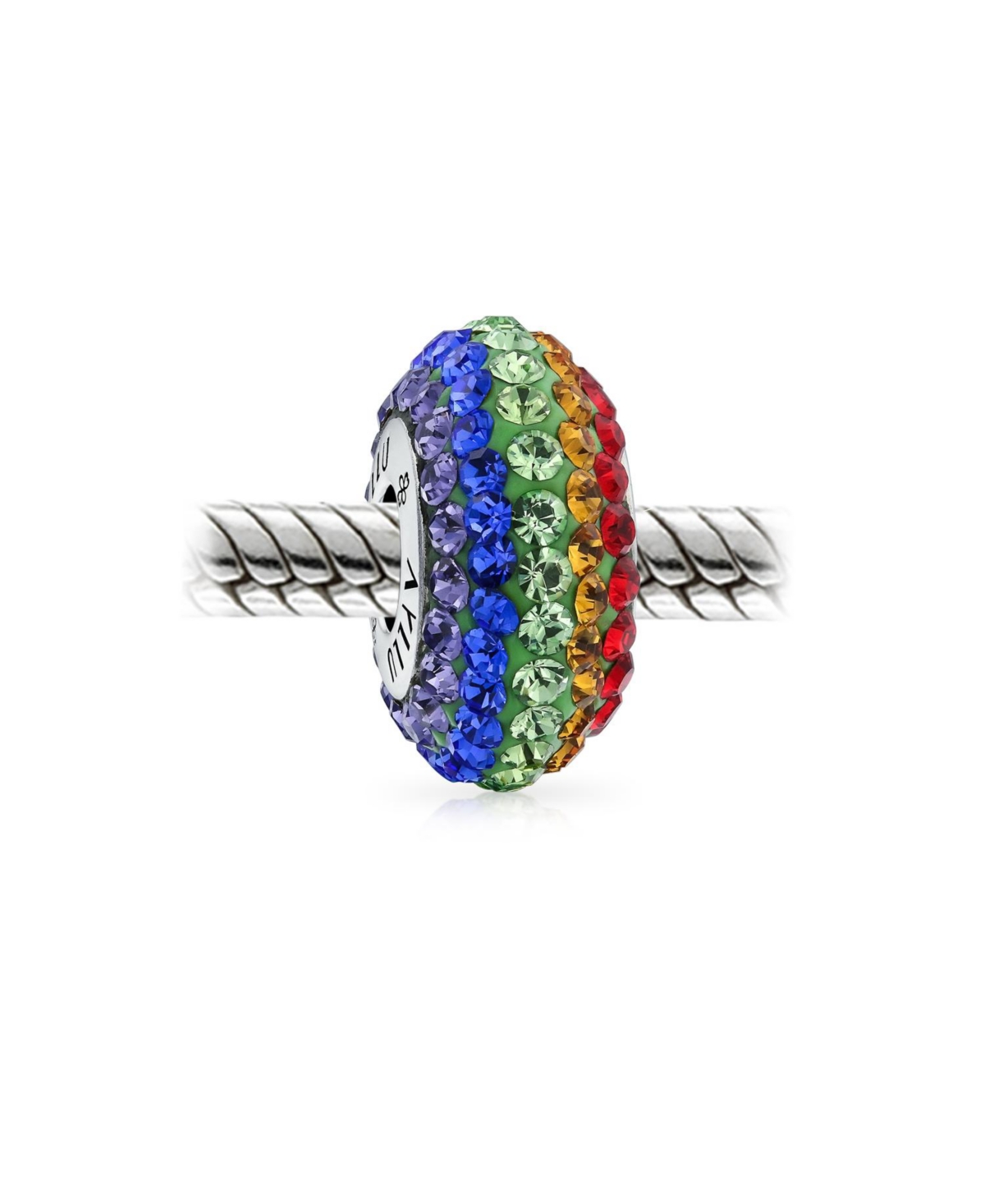 Bling Jewelry Colorful Crystal Bead Charm Lgbtq Rainbow Spacer for European Bracelet