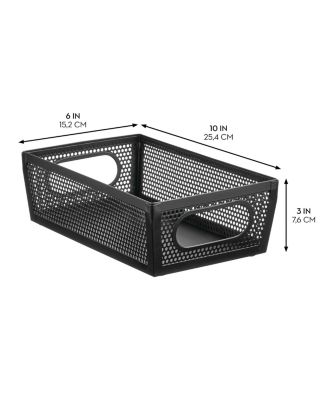 Perforated Metal Storage Bin with Handles - Set of 2 - Matte Black