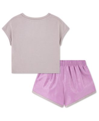 Girls' Toddler 2T-4T Lace It Up Crewneck T-Shirt and Shorts, 2-Piece Set