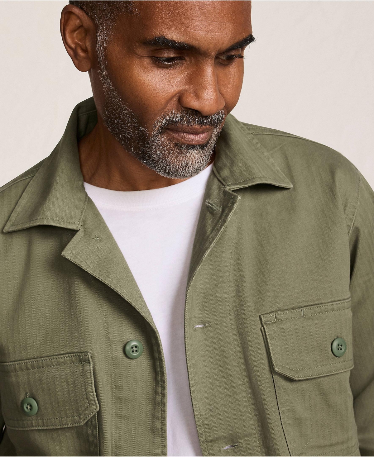 Lands' End Men's Herringbone Utility Shirt Jacket