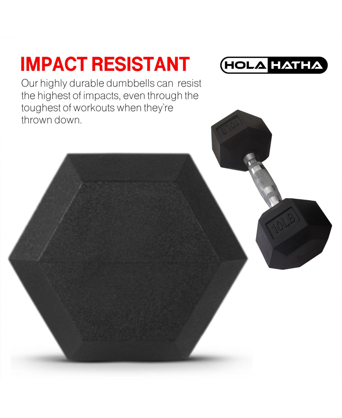 HolaHatha Iron Hexagonal Cast Home Exercise Dumbbell Free Weight, 30 Pounds