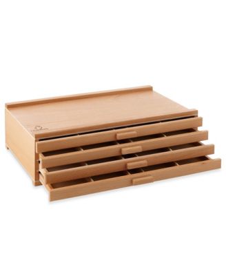 4 Drawer Wooden Artist Storage Supply Box for Pastels, Pencils, Pens, Markers, Brushes and Tools