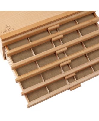 10 Drawer Wooden Artist Storage Supply Box for Pastels, Pencils, Pens, Markers, Brushes and Tools