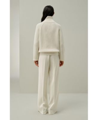 Women's Ribbed-knit Turtleneck Zip Cardigan