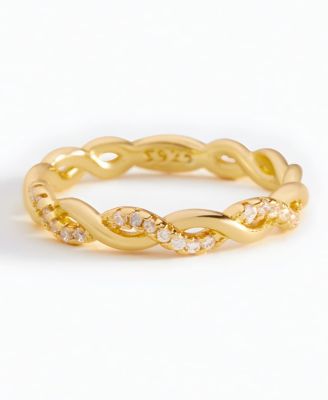 Dainty Pave Twist Stacking Ring in