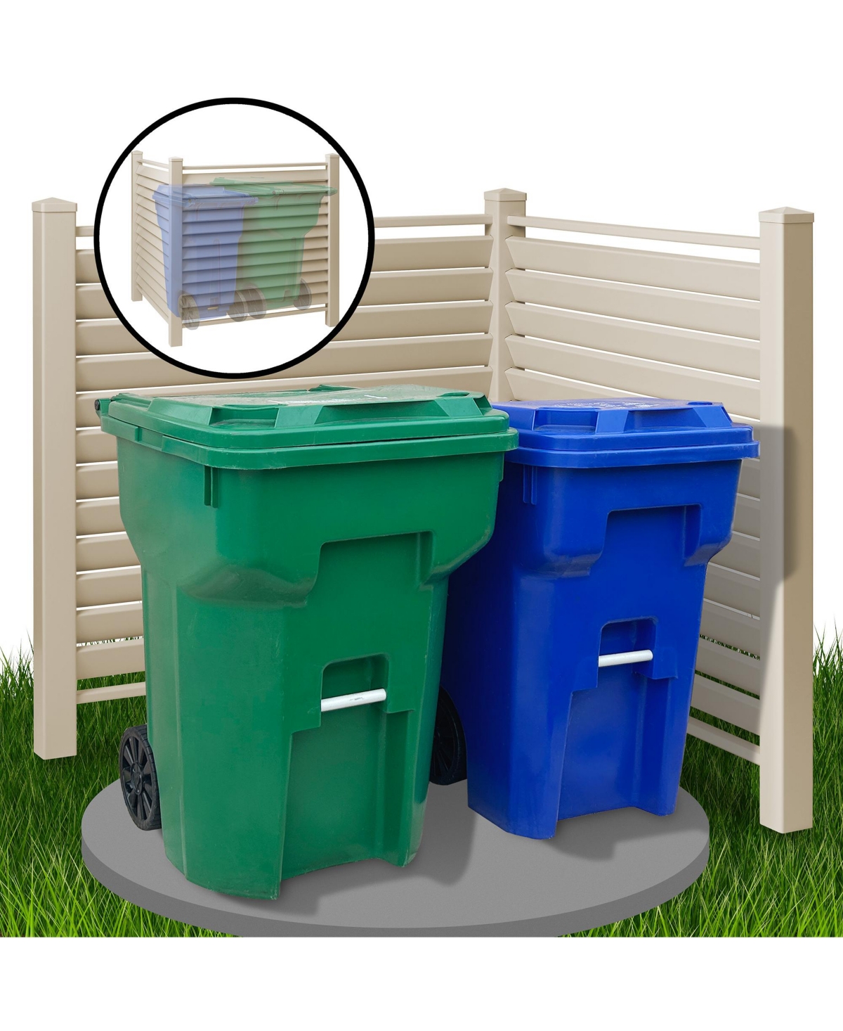 Casafield 48" x 48" Vinyl Louvered Privacy Screen Outdoor Fence Panel for Ac, Trash Bins, Pool Equipment