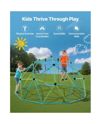 Climbing Dome, 10FT Geometric Dome Climber with Swing & Hammock