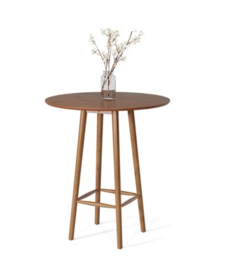 Solid Wood Bar Table, 39.37-Inch Round Bistro Table with Sturdy Frame