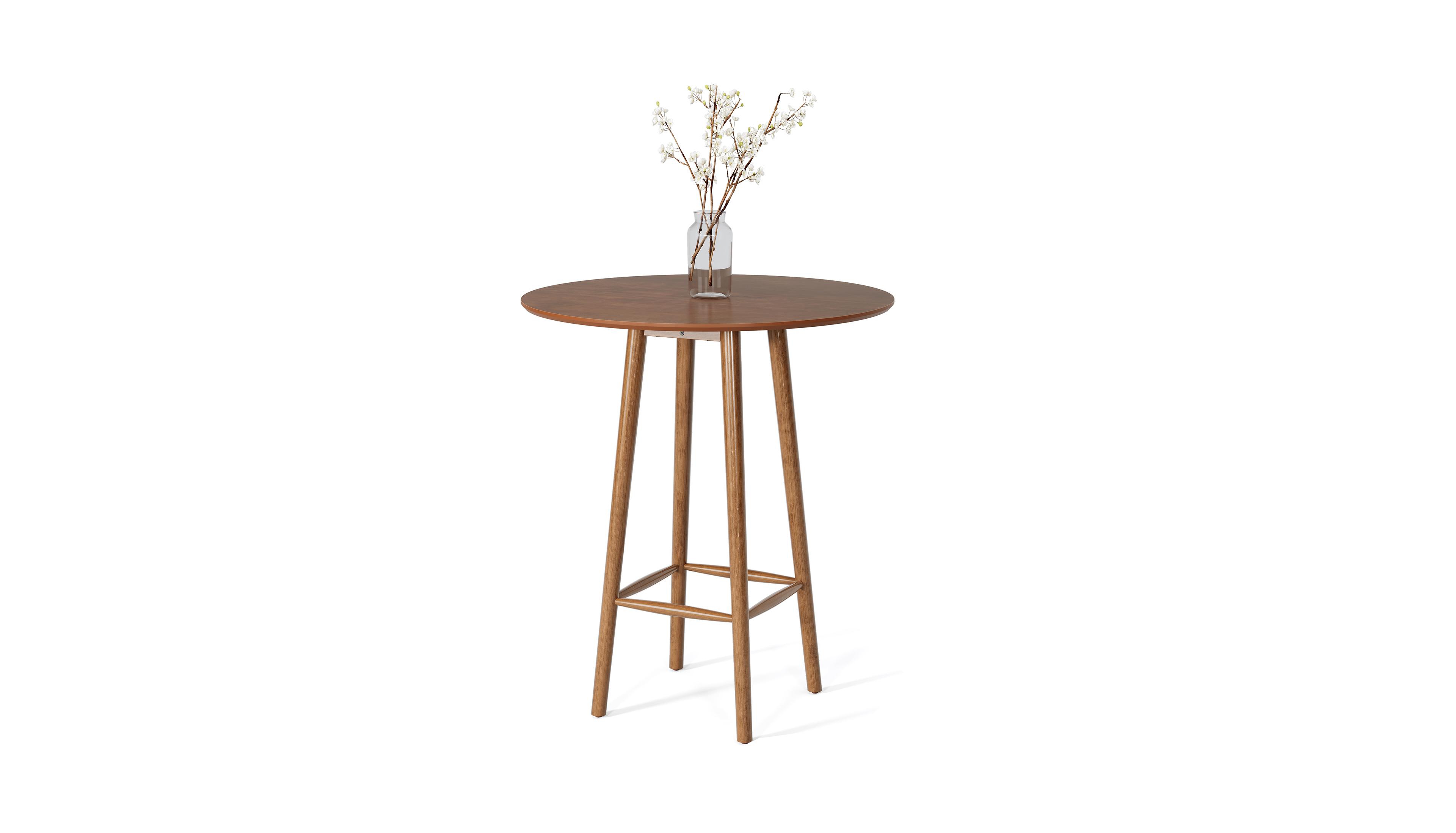 Tribesigns Solid Wood Bar Table, 39.37-Inch Round Bistro Table with Sturdy Frame