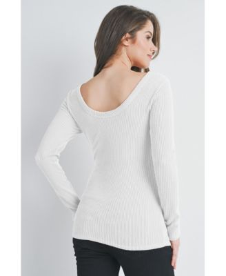 Maternity Scoop Neck Long Sleeve Ribbed Top