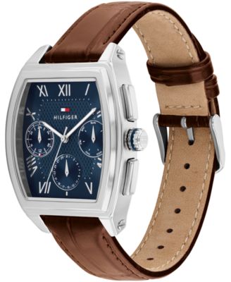 Men's Multifunction Brown Leather Strap Watch, 36mm