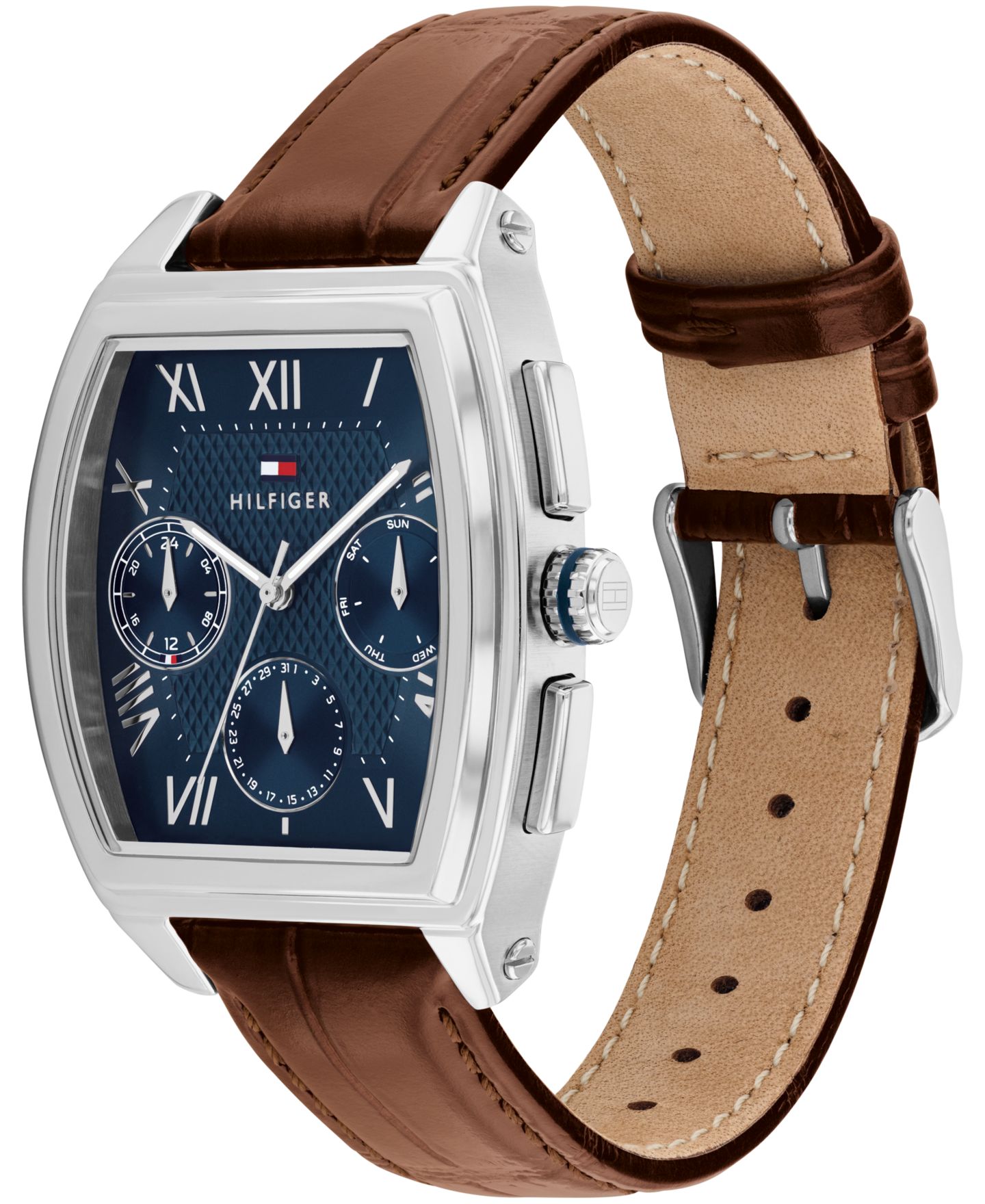 Мужские часы Tommy Hilfiger Multifunction Brown Leather Strap Watch, 36mm — фото 2