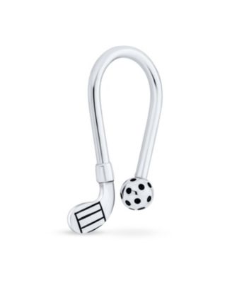 Golf Jewelry Ball & Club U-Shaped Golfer Keychain with Screw on Tip Solid