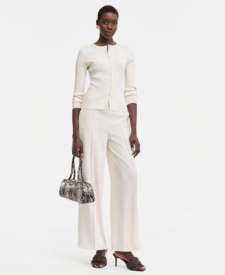 Women's Ribbed Crewneck Cardigan