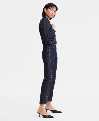 Women's Lace-Up Straight-Leg Jeans
