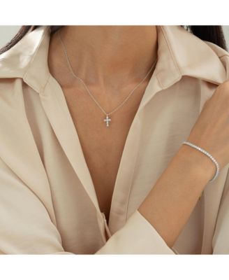 Sterling Silver 18k Gold Plated Cherie Tennis Necklace & Bracelet Set Dainty Duo