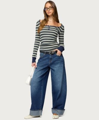 Women's Jaida Striped Henley Top