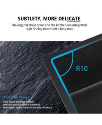 13.77x17.71inch Quartz Undermount Bar Sink with Basket Strainer Heat Stain Resistant