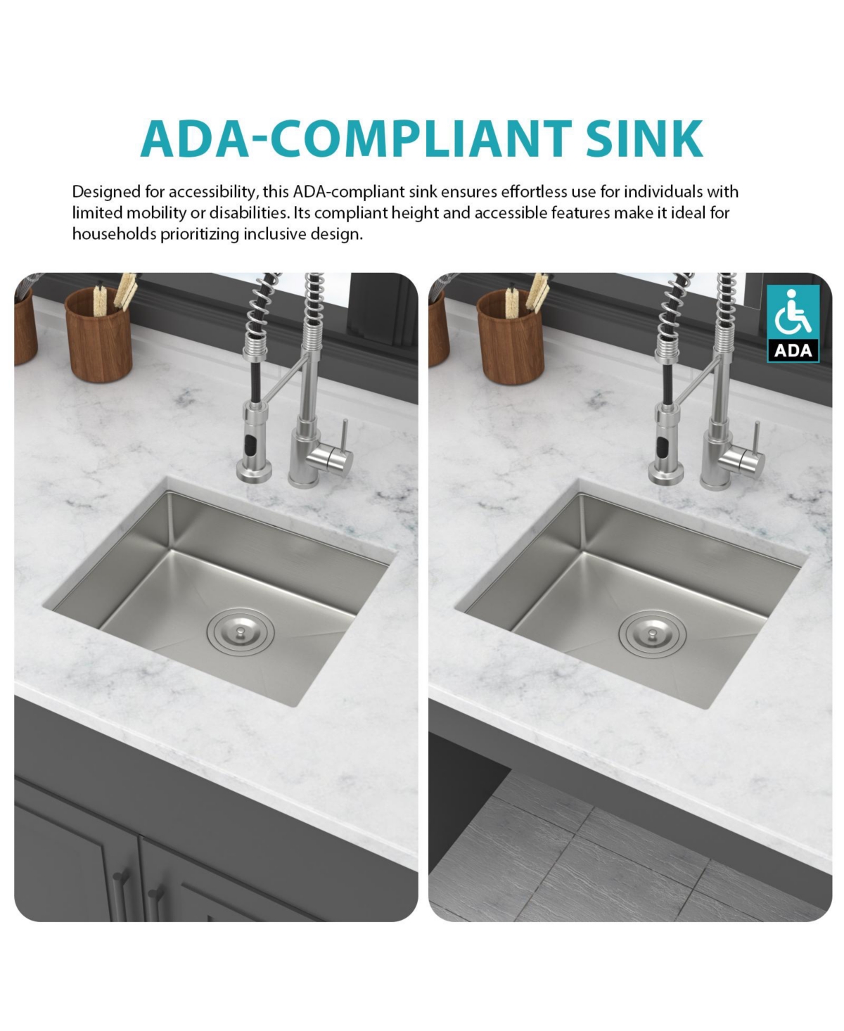 flynama 18x16x5.5inch Ada Compliant Kitchen Sink Undermount Stainless Steel Single Bowl 16 Gauge