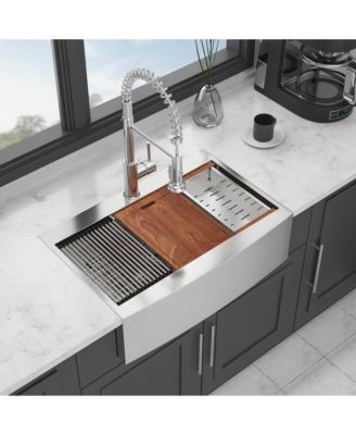 36x22x10inch Drop In Farmhouse Sink Workstation Stainless Steel Topmount Apron Front 16 Gauge