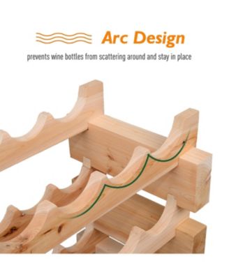 72 Bottle Stackable Modular 6 Row Home Wood Wine Storage Rack