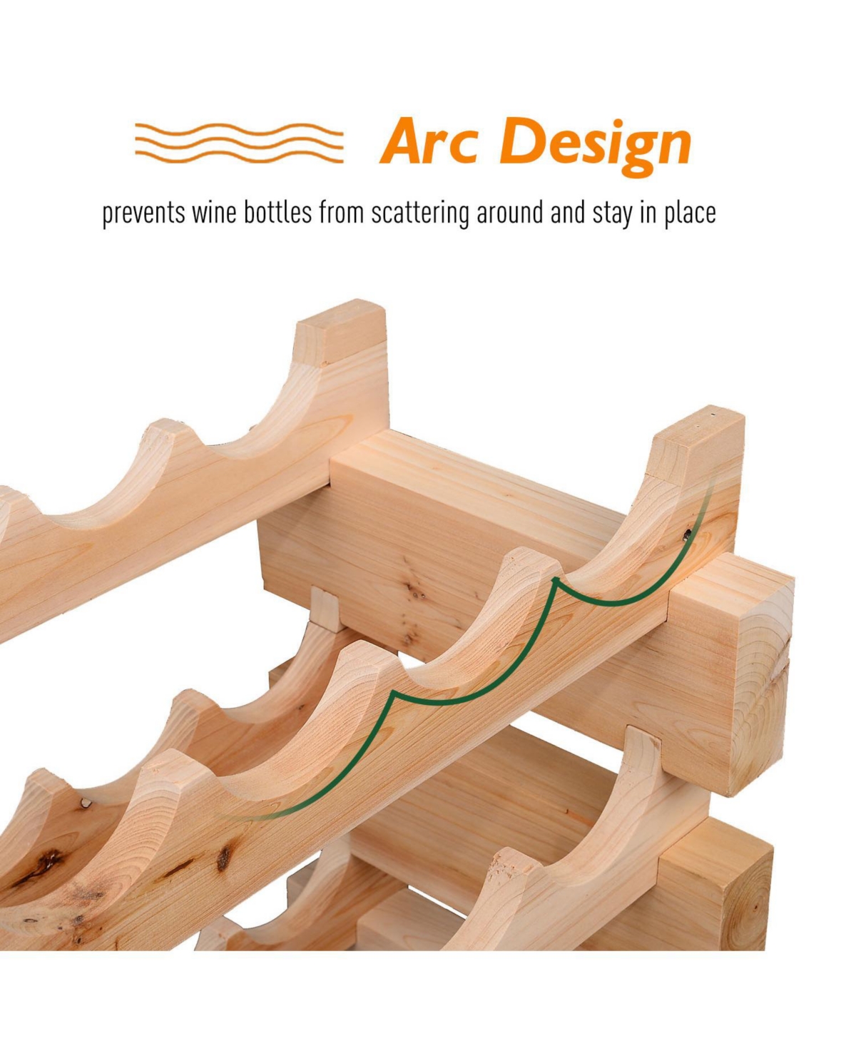 Homcom 72 Bottle Stackable Modular 6 Row Home Wood Wine Storage Rack